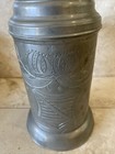 Antique 1800s German Pewter Lidded Tankard stein Over 11    Tall Grunwald