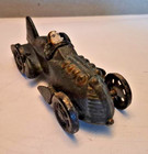 Antique Vintage Style Cast Iron Toy Race Car With Fins And  Driver