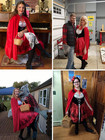 Women Little Red Riding Hood Costume Christmas Halloween Party Dress With Cape