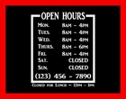 Business Store Open Closed Hours Phone Decal Vinyl Sticker Window Door Sign