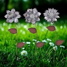 Garden Stakes Decorative  Metal Flowers For Outside  Glow In Dark Yard Gold