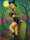 Gothabilly Pinups Retro 1950s Vintage Style Goth Horror 8 5x11  Art Print