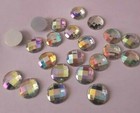 Craftbuddyus 50x15mm Ab Clear Disco Resin Flatback Round Faceted Rhinestone Gems