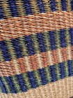 Large Handwoven African Bolga Market Basket Leather Handle Tote Multi Color 