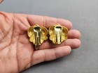 Kenneth Jay Lane Clip-on Earrings Vintage Kjl  Chunky Brushed Gold-tone Abstract