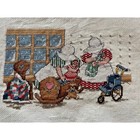 Finished Cross Stitch Nursery Scene Babies Cradle Cozy Cottagecore Vintage Cute