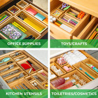 Bamboo Drawer Organizer Set Of 14 Wooden Storage Trays For Kitchen Bathroom