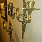 Antique French Louis Xv Rococo Gold Gilt Bronze brass Candle Sconces Wall Mount