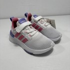 Adidas Racer Tr21 C Kids Sz 10 5 K White Hook   Loop Running Shoes Clean