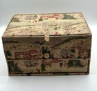 1940s Vintage Fabric Covered Sewing Box W  Drawers  Stocked Full Of Supplies 
