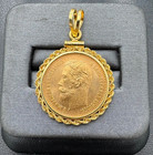 1902 Russia 5 Rouble Gold Coin In 14kt Yellow Gold Rope Bezel With 5mm Bale