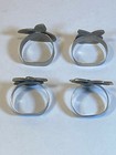 Napkin Rings Holder Set 4 Lot Fruit Pewter  Apples Grapes Pears Cherries Vintage