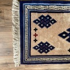 Tibet Buddhist Style Meditation Rug Beige Red Blue Geometric Endless Knot Asian