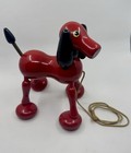 Vintage Kouvalias No  420 Wooden Pull Toy Red Dog W  Original Box Made In Greece