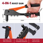 4-in-1 Hand Riveter Rivet Gun Pop Rivet Tool Kit With 200 Rivets Steel 3 32 Inch