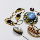Antique Victorian Gold Hat Stick Pin Mother Pearl Coral Garnet Gold Brooch Lot 7