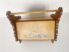 Vintage Wood Sewing Box With Handle Hinged Double Flip Lids 8 X 10  X 11 h