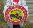 Motorcycle Sales   Service Round Thermometer With Dome Glass Face Sign