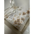 Ivory Satin Ring Bearer Pillow Taupe Embroidered Floral Rhinestone Bow Wedding