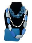 Jewelry Lot Ocean Blue White Beads Bling Sparkle Retro Vintage New Mix  so Fun 