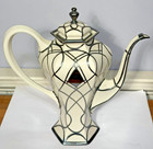 Hexagon Lenox Sterling Overlay Coffee Set W Free Matching Teapot