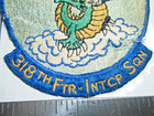 Rare   1960s Us Air Force 318th Fighter Interceptor Squadron Flight Jacket Patch