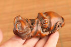 Rare Chinese Fortune Boxwood Hand Carved Bring Money Octopus Statue Hand Piece