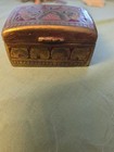 Antique Enamel Brass Hinged Snuff Pill Box Feather Design