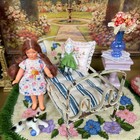 Antique Dollhouse Baby Doll Nursery Hospital Bed Crib Painted Tin Vtg 1900s 20s