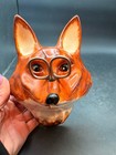 Vintage Babbacombe Pottery England Fox Wall Hanging String Holder   Scissors