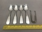 C1831 Gorham   Webster Early American Coin Silver 4 Tablespoons   Sugar Tongs