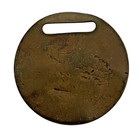 Vintage Shs Flag Watch Fob Keychain Tag Brass Tone Small Medallion Charm