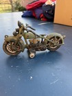 Vintage Harley Davidson Cast Iron Iron Motorcycle Toy Green Rare Toy