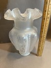 Ornate Paisley Desing Frosed Ruffled Edge Light Fixture Glass Lamp Shade
