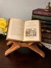 Vintage Hand Carved Wooden Folding Book Stand Bible Quran Cookbook Display