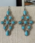 Turquoise Stones And Sterling Silver Dangle Earrings