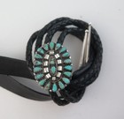 Sterling Silver And Petit Point Turquoise Quality Southwestern Bolo Tie