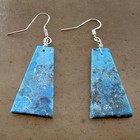 Santo Domingo Pueblo Turquoise Slab Dangle Earrings Native American Jewelry