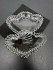 Vintage Clear Cut Glass Crystal Double Heart Shape Jewelry Trinket Box With Lid