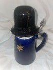 Ceramarte Webco Lidded Police Officer Stein Blue Gold Breweriana Made In Brazil