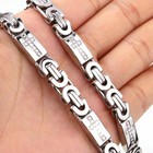 Men Women Silver Stainless Steel Byzantine Chain Necklace Bracelet Jewelry Set 