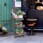3 Tier Rustic Wood Plant Stand Sidewalk Board With Display Shelf Indoor Outdoor