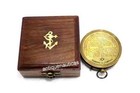 Antique Style Sundial Pocket Compass 3 In With Wooden Box Vintage Maritime Gift