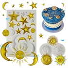 2 Pcs Sun Face Moon Star Silicone Molds Star Fondant Moon star  set B  - 2 Pcs