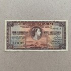 Young Queen Elizabeth Ii    Scarce Bermuda 5 Shillings Banknote 1952 Bermudan