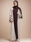 Apricot Muslim Abaya Floral Embroidery Cuff Ramadan Kaftan Islamic Women Dress