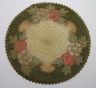Lot Of 2 Antique Dollhouse Hooked Rugs 6  Diameter Floral Motif Doilys Sb