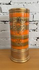 Lg Vintage Bitossi Pottery Italy Mid Century Modern Vase Orange Gold Sunburst