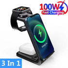 100w Wireless Charger 3 In 1 Stand Dock For Apple Watch 8 7 Airpods Iphone15 14 