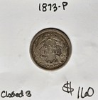 1873-p Seated Liberty Dime - No Arrows - Closed 3 - Xf au Example 